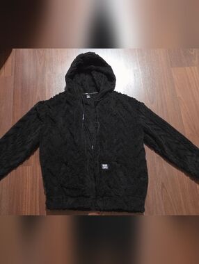Men Black Plush Sherpa Jacket